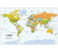 Political World Wall Map, Spanish Language - 40.75" x 27" Paper