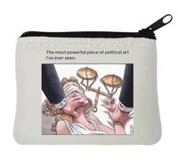 Politics silences Blinded Justice Corruption Neoprene Coin Purse Pouch 10x11cm White