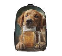 POLIUAWS 3D Beer Buddy Canine's Chill Moment Kid's Backpack Waterproof School Bag Bookbag Cute Rucksacks Fashion Casual Schoolbag for Kids for Baby Girl Boy School 17inch
