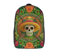 POLIUAWS 3D Day of The Dead Celebration Kid's Backpack Waterproof School Bag Bookbag Cute Rucksacks Fashion Casual Schoolbag for Kids for Baby Girl Boy School 17inch