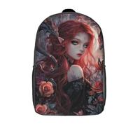 POLIUAWS 3D Dragon's Embrace Red-haired Enchantress Kid's Backpack Waterproof School Bag Bookbag Cute Rucksacks Fashion Casual Schoolbag for Kids for Baby Girl Boy School 17inch