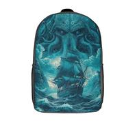 POLIUAWS 3D Kraken's Wrath Stormy Seas Kid's Backpack Waterproof School Bag Bookbag Cute Rucksacks Fashion Casual Schoolbag for Kids for Baby Girl Boy School 17inch