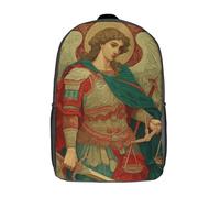POLIUAWS 3D Printed Archangel Michael with Sword And Scales School Backpack With Big Pockets for Kids Children's Backpacks Boy Girl Book Bags Kids School Bag 17inch