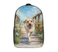 POLIUAWS 3D Printed Backpack Joyful Dog on Rainbow Path Children's School Bags Book Bags Travel Lightweight Backpack Kids Boys Girls School Bag for Middle School Students 17inch