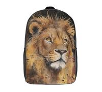 POLIUAWS 3D Printed Backpack Regal Lion Portrait Art Print Children's School Bags Rucksacks High Capacity Travel Kids School Bag Fashion Book Bags Boy Girl Back Pack 17inch