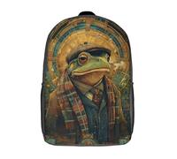 POLIUAWS 3D Printed Backpack Steampunk Frog Portrait Children's School Bags Book Bags Travel Lightweight Backpack Kids Boys Girls School Bag for Middle School Students 17inch