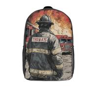 POLIUAWS 3D Printed Backpacks Brave Firefighter Children Backpacks Kids School Backpack Cute Travel Bags Outdoor Casual Daypack for Boys Elementary And Middle School Students 17inch