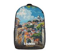 POLIUAWS 3D Printed Backpacks Lisbon Charm Children Backpacks Kids School Backpack Cute Travel Bags Outdoor Casual Daypack for Boys Elementary And Middle School Students 17inch