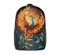 POLIUAWS 3D Printed Backpacks Phoenix Stained Glass Art Children Backpacks Kids School Backpack Cute Travel Bags Outdoor Casual Daypack for Boys Elementary And Middle School Students 17inch