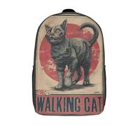 POLIUAWS 3D Printed Backpacks The Walking Cat Children Backpacks Kids School Backpack Cute Travel Bags Outdoor Casual Daypack for Boys Elementary And Middle School Students 17inch