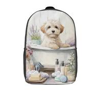 POLIUAWS 3D Printed Children Backpacks Cute Bath Time Pup Rucksacks Backpacks Fashion Casual Daypack Cute Travel Bags Outdoor Casual Daypack for Boy And Girl 17inch