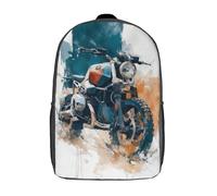 POLIUAWS 3D Printed Children's Backpack Artistic Motorcycle Sketch School Backpack School Bags High Capacity Travel Book Bags for Boys Elementary And Middle School Students 17inch