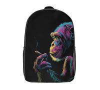 POLIUAWS 3D Printed Children's Backpack Chimp Smoke Art -1 School Backpack School Bags High Capacity Travel Book Bags for Boys Elementary And Middle School Students 17inch