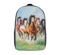 POLIUAWS 3D Printed Children's Backpack Horses Galloping in Field School Backpack School Bags High Capacity Travel Book Bags for Boys Elementary And Middle School Students 17inch