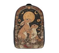 POLIUAWS 3D Printed Children's Backpack Moonlit Bunnies in Bloom School Backpack School Bags High Capacity Travel Book Bags for Boys Elementary And Middle School Students 17inch