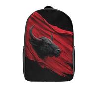 POLIUAWS 3D Printed Children's Backpack Red Fury Bull's Wrath School Backpack School Bags High Capacity Travel Book Bags for Boys Elementary And Middle School Students 17inch