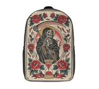 POLIUAWS 3D Printed Children's School Bags Day of The Dead Art Print Backpack Travel Lightweight Backpack Book Bags Kids Boys Girls School Bag 17inch