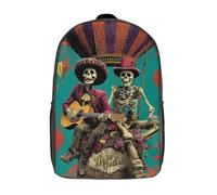 POLIUAWS 3D Printed Children's School Bags Day of The Dead Balloon Ride Backpack Travel Lightweight Backpack Book Bags Kids Boys Girls School Bag 17inch