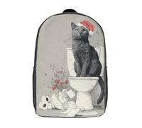 POLIUAWS 3D Printed Children's School Christmas Toilet Cat Chaos Backpack for Kids High Capacity Travel Book Bags Fashion Rucksacks Kids School Bag Casual Back Pack 17inch