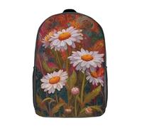 POLIUAWS 3D Printed Children's School Colorful Daisy Garden Backpack for Kids High Capacity Travel Book Bags Fashion Rucksacks Kids School Bag Casual Back Pack 17inch