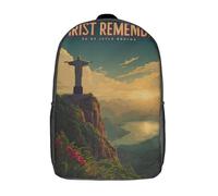 POLIUAWS 3D Printed Christ The Redeemer A Brazilian Icon School Backpack With Big Pockets for Kids Children's Backpacks Boy Girl Book Bags Kids School Bag 17inch