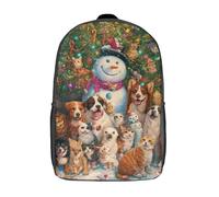 POLIUAWS 3D Printed Christmas Paws A Festive Furry Gathering School Backpack Book Bags Fashion Kids Backpacks Large Capacity Backpack Children School Bag Travel Rucksacks 17inch