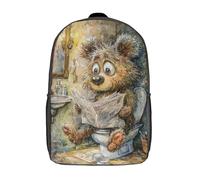 POLIUAWS 3D Printed Curious Creature Reading Newspaper School Bag Boys Girls Children's Backpack School Backpack Casual Fashion Backpack for in School Or Travel 17inch