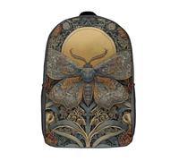 POLIUAWS 3D Printed Golden Moth Garden Art Print Children School Backpack Bookbags Fashion Rucksack Casual Travel Children's Backpacks Large Capacity Daypack for Boys Girls 17inch