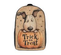 POLIUAWS 3D Printed Halloween Pumpkin Dog Art Print School Backpack With Big Pockets for Kids Children's Backpacks Boy Girl Book Bags Kids School Bag 17inch
