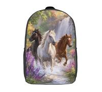 POLIUAWS 3D Printed Horses in Motion Nature's Grace School Backpack Book Bags Fashion Kids Backpacks Large Capacity Backpack Children School Bag Travel Rucksacks 17inch