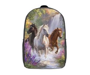 POLIUAWS 3D Printed Horses in Motion Nature's Grace School Backpack Book Bags Fashion Kids Backpacks Large Capacity Backpack Children School Bag Travel Rucksacks 17inch