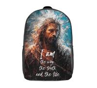 POLIUAWS 3D Printed I Am The Way School Backpack With Big Pockets for Kids Children's Backpacks Boy Girl Book Bags Kids School Bag 17inch