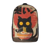 POLIUAWS 3D Printed Japanese Cat Ramen Poster-1 School Backpack With Big Pockets for Kids Children's Backpacks Boy Girl Book Bags Kids School Bag 17inch