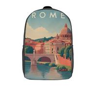 POLIUAWS 3D Printed Kids Backpacks Rome Cityscape Bridge Poster School Backpack Children School Bag Travel Rucksacks Fashion Book Bags Large Capacity Backpack 17inch