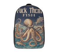 POLIUAWS 3D Printed Kids School Backpack Octopus & Fish Show Backpacks Fashion Casual Children Backpacks Outdoor Casual Daypack Cute Travel Bags for Boys Elementary And Middle School Students 17inch