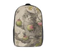 POLIUAWS 3D Printed Kitten's Fruitful Day School Bag Boys Girls Children's Backpack School Backpack Casual Fashion Backpack for in School Or Travel 17inch