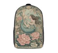 POLIUAWS 3D Printed Mermaid Garden Fantasy School Backpack With Big Pockets for Kids Children's Backpacks Boy Girl Book Bags Kids School Bag 17inch