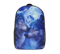 POLIUAWS 3D Printed Moonlit Wolves School Backpack With Big Pockets for Kids Children's Backpacks Boy Girl Book Bags Kids School Bag 17inch