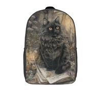 POLIUAWS 3D Printed Mystic Cat's Study Children's School Backpack for Kids High Capacity Travel Rucksacks Fashion Book Bags Kids School Bag Back Pack 17inch