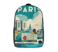 POLIUAWS 3D Printed Paris by The Seine -1 School Bag Boys Girls Children's Backpack School Backpack Casual Fashion Backpack for in School Or Travel 17inch