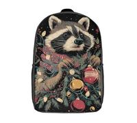 POLIUAWS 3D Printed Raccoon's Christmas Glow School Bag Boys Girls Children's Backpack School Backpack Casual Fashion Backpack for in School Or Travel 17inch