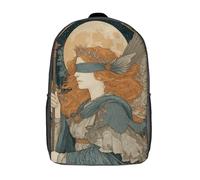 POLIUAWS 3D Printed School Backpack Children's Backpack Blindfolded Angel with Moonlight Book Bags High Capacity Travel School Bags for Kids/Students/Adults 17inch