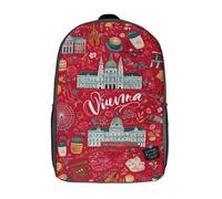 POLIUAWS 3D Printed School Backpack Children's Backpack Vienna Vibrant Art Book Bags High Capacity Travel School Bags for Kids/Students/Adults 17inch