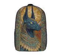 POLIUAWS 3D Printed School Bag Anubis Egyptian God Artwork Kid's Backpack Bookbag Cute Rucksacks Waterproof Fashion Casual Schoolbag for Kids for Baby Girl Boy 17inch