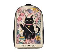 POLIUAWS 3D Printed School Bag Cat Magic The Magician Kid's Backpack Bookbag Cute Rucksacks Waterproof Fashion Casual Schoolbag for Kids for Baby Girl Boy 17inch