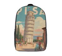 POLIUAWS 3D Printed School Bag Pisa Charm Kid's Backpack Bookbag Cute Rucksacks Waterproof Fashion Casual Schoolbag for Kids for Baby Girl Boy 17inch