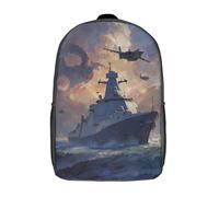 POLIUAWS 3D Printed School Bag Warship And Dragon Clash Kid's Backpack Bookbag Cute Rucksacks Waterproof Fashion Casual Schoolbag for Kids for Baby Girl Boy 17inch