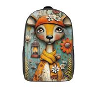POLIUAWS 3D Printed School Bag Whimsical Deer Art Kid's Backpack Bookbag Cute Rucksacks Waterproof Fashion Casual Schoolbag for Kids for Baby Girl Boy 17inch