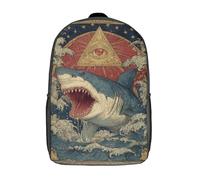 POLIUAWS 3D Printed Shark's Divine Wrath School Backpack Book Bags Fashion Kids Backpacks Large Capacity Backpack Children School Bag Travel Rucksacks 17inch