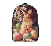 POLIUAWS 3D Printed Spring Bunny with Decorated Eggs School Backpack Book Bags Fashion Kids Backpacks Large Capacity Backpack Children School Bag Travel Rucksacks 17inch